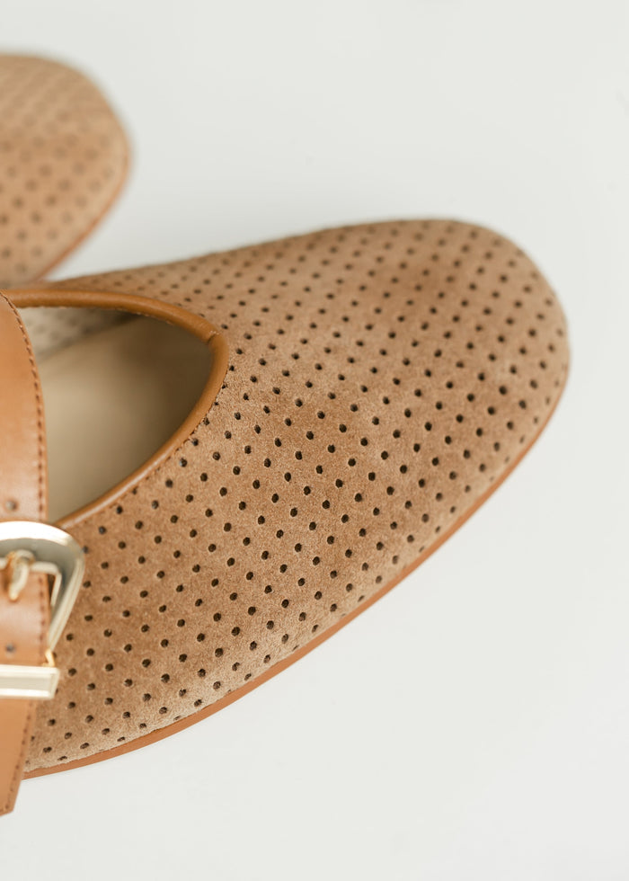 Dolce Vita® Baylee Ballet Flats Pecan Perforated Suede Shoes
