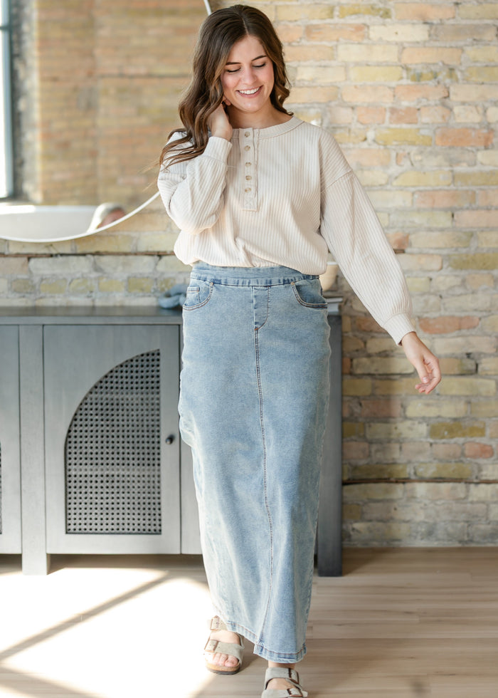 Donna Classic Wash Maxi Denim Skirt IC Skirts