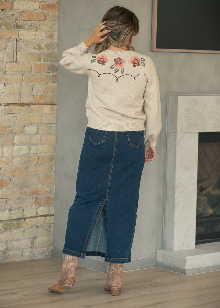 Donna Dark Wash Denim Maxi Skirt IC Skirts