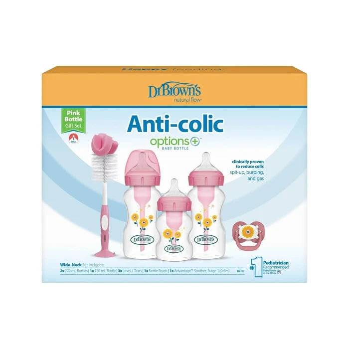 Dr. Brown's Natural Flow Options+ Anti - Colic Baby Bottle Gift Set - Pink - ebebek - Black Friday