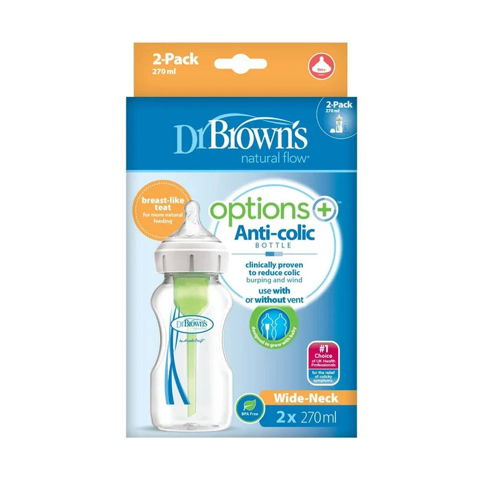 Dr. Brown's Options+ Anti - Colic Wide Neck Baby Bottle 270 ml 2 pcs - ebebek - Black Friday