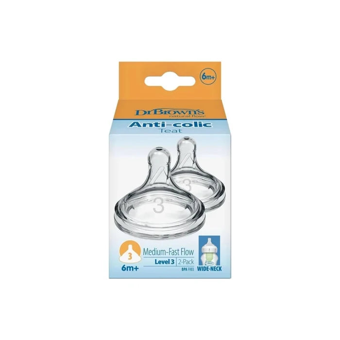 Dr. Brown's Options+ Baby Bottle Teats Level 3 Wide Neck 6+ months Pack of 2 - ebebek