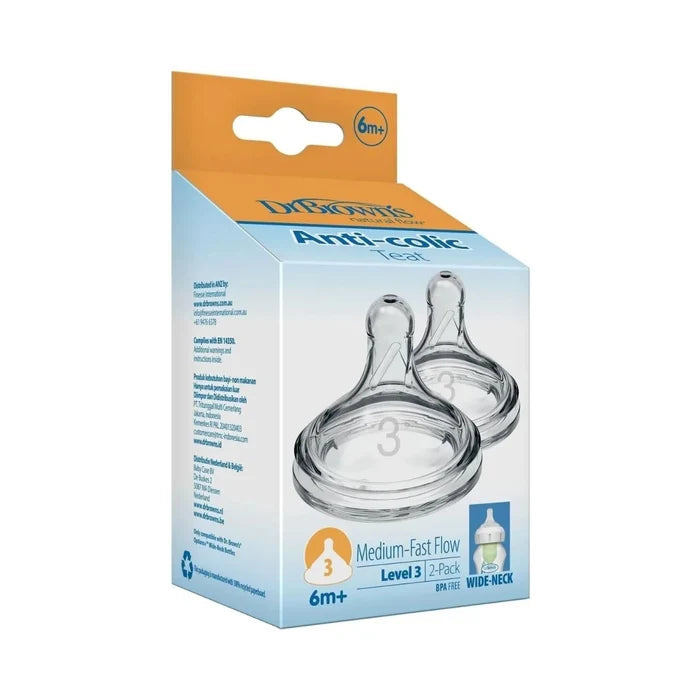 Dr. Brown's Options+ Baby Bottle Teats Level 3 Wide Neck 6+ months Pack of 2 - ebebek