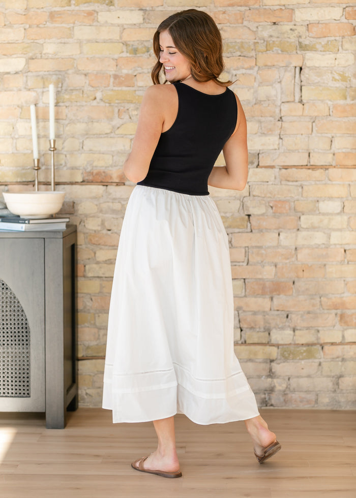 Drop Waist Mixed Media Maxi Dress FF Dresses