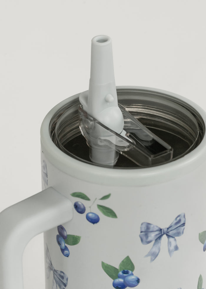 Dusty Blue Blueberry Bow Spill Free Tumbler Gifts