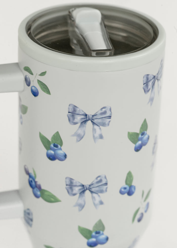 Dusty Blue Blueberry Bow Spill Free Tumbler Gifts