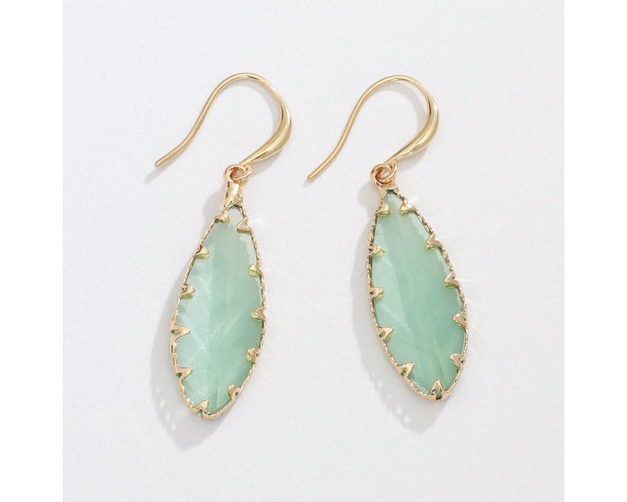 Earrings - Mint Faceted Crystal w/ Gold