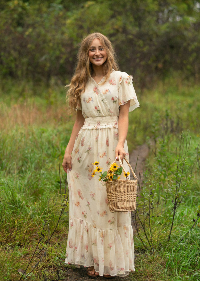 Eden Cream Floral Maxi Dress IC Dresses XS
