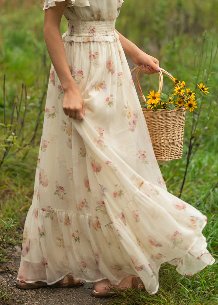 Eden Cream Floral Maxi Dress IC Dresses
