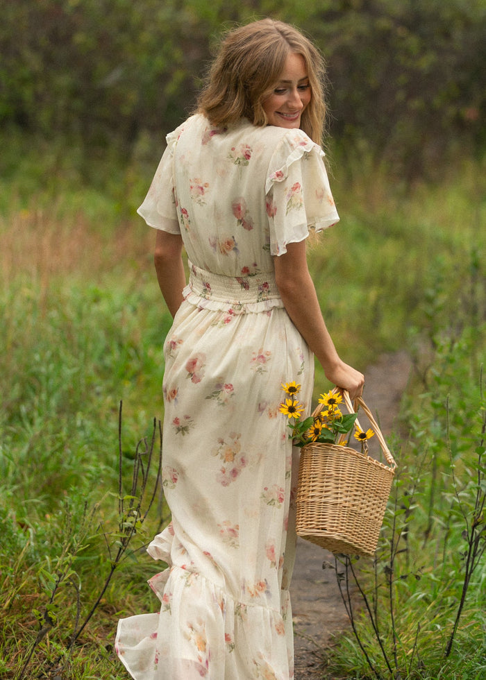 Eden Cream Floral Maxi Dress IC Dresses