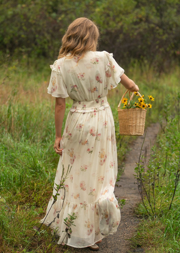 Eden Cream Floral Maxi Dress IC Dresses