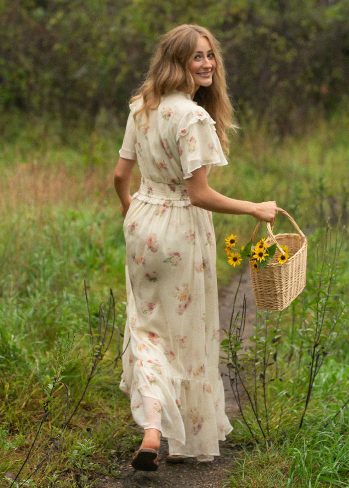 Eden Cream Floral Maxi Dress IC Dresses