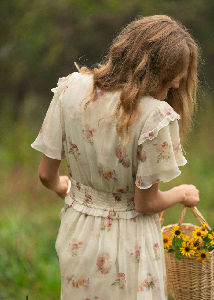 Eden Cream Floral Maxi Dress IC Dresses