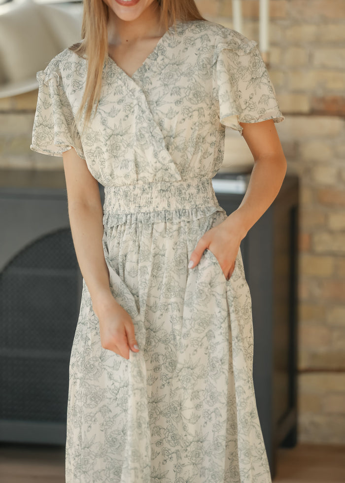 Eden Green Floral Maxi Dress IC Dresses
