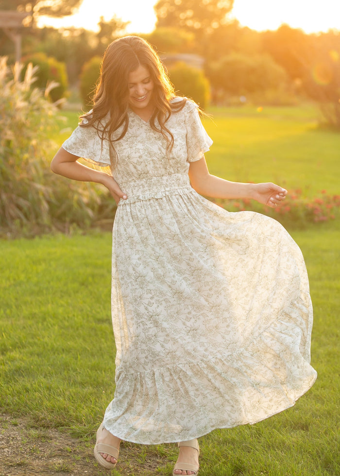 Eden Green Floral Maxi Dress IC Dresses
