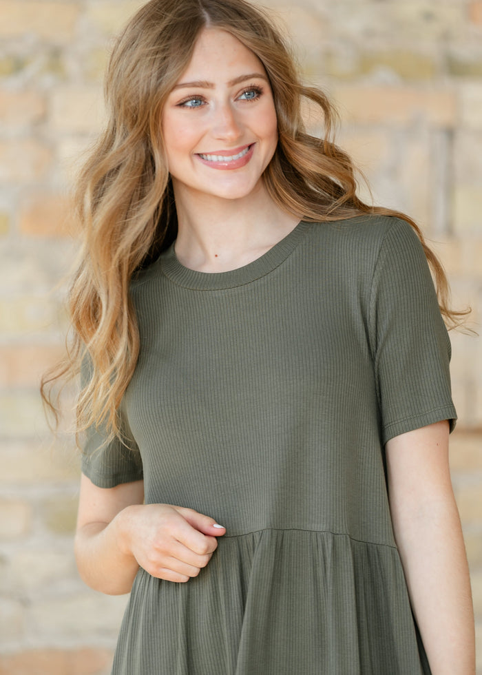 Edie Ribbed Tiered Midi Dress IC Dresses