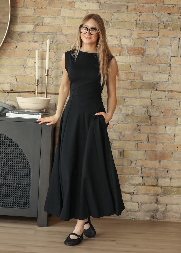 elan Camilla Black Midi Dress FF Dresses