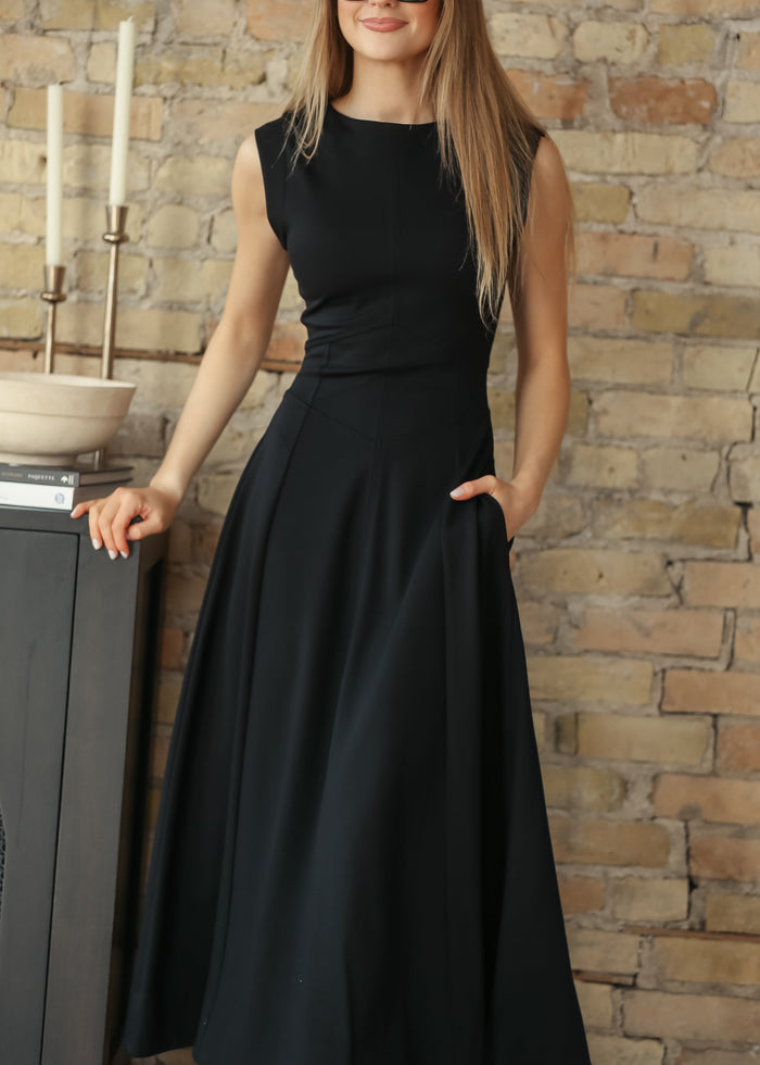 elan Camilla Black Midi Dress FF Dresses