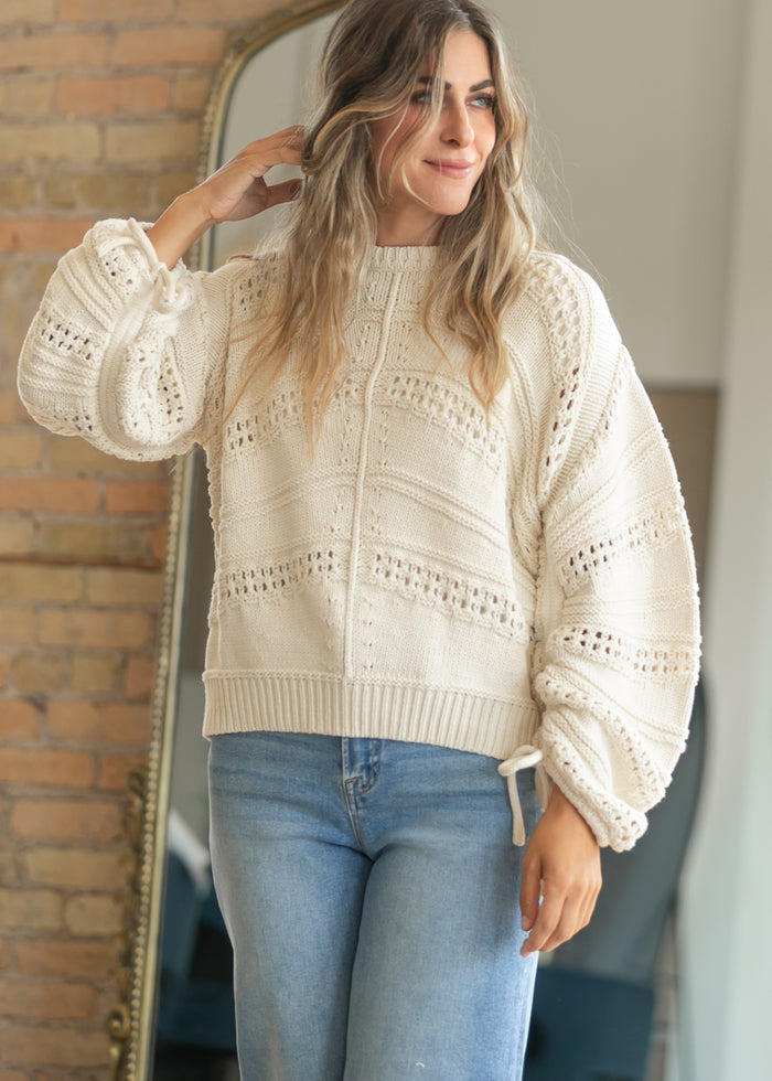elan Off White Open Knit Sweater FF Tops XS