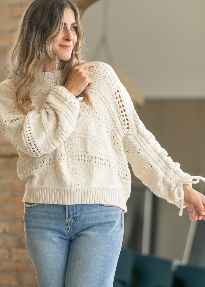 elan Off White Open Knit Sweater FF Tops