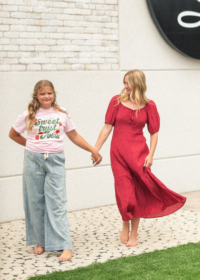 Elastic Waist Denim Pants FF Skirts