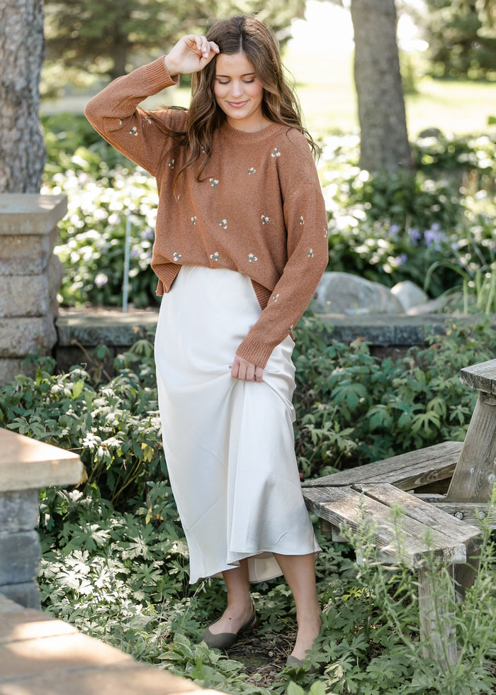 Elastic Waist Satin Maxi Skirt FF Skirts