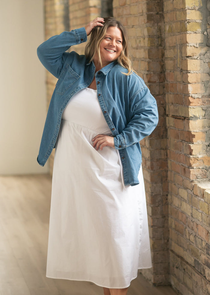 Eleanor White A-line Maxi Dress IC Dresses