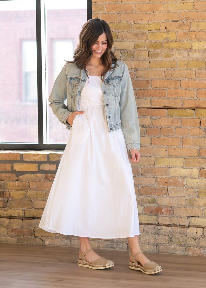 Eleanor White A-line Maxi Dress IC Dresses