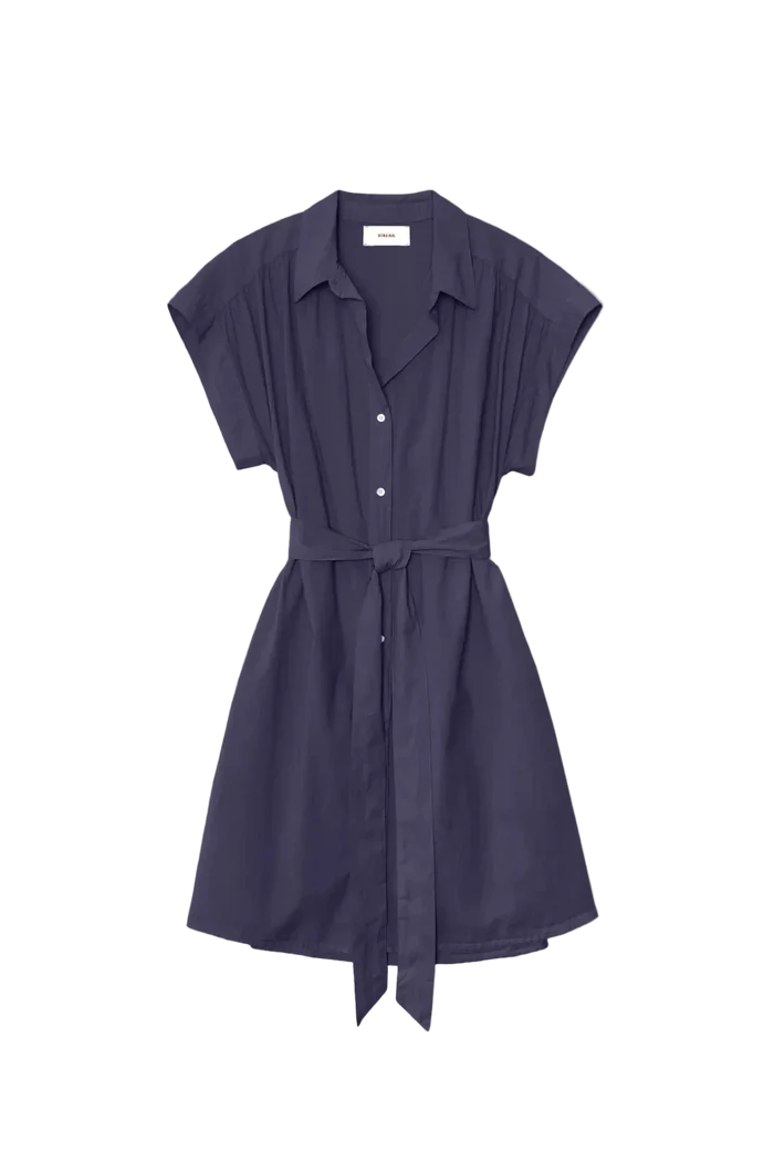 Xirena Eliza Dress in navy cotton poplin
