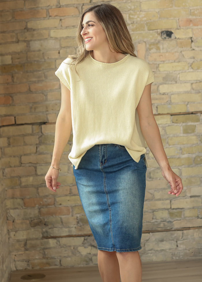 Elliot Dark Wash Denim Midi Skirt IC Skirts