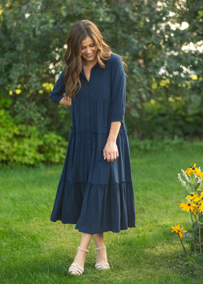 Elsie Button Front Midi Dress IC Dresses