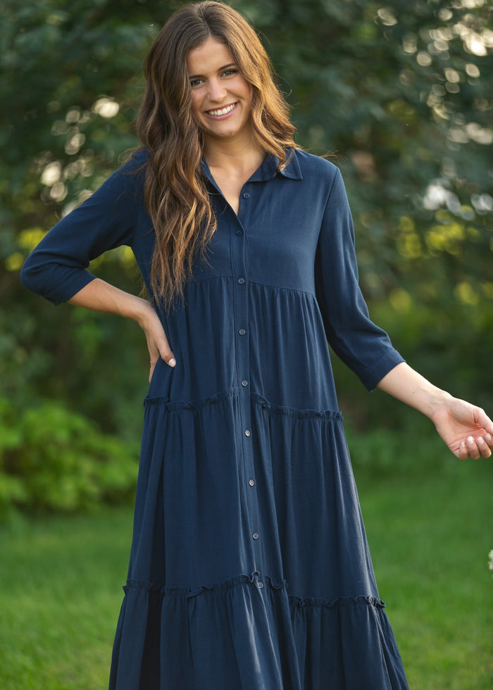 Elsie Button Front Midi Dress IC Dresses