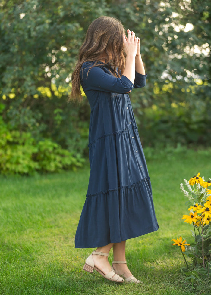 Elsie Button Front Midi Dress IC Dresses