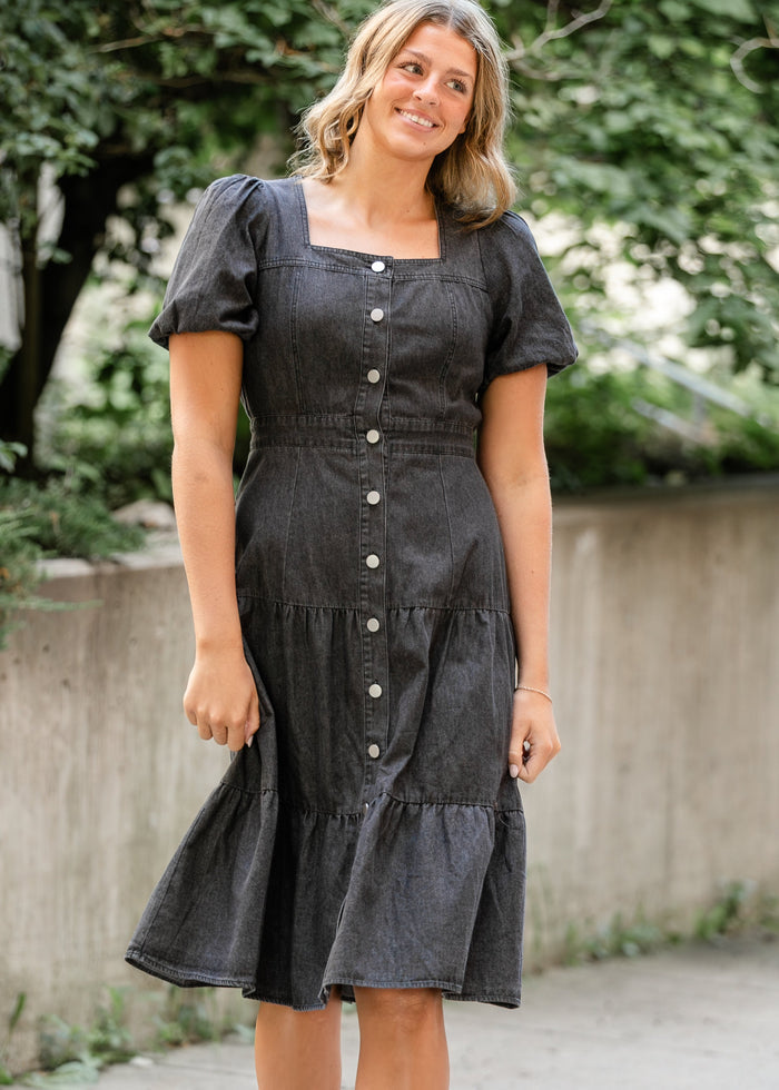 Elton Square Neck Dress FF Dresses