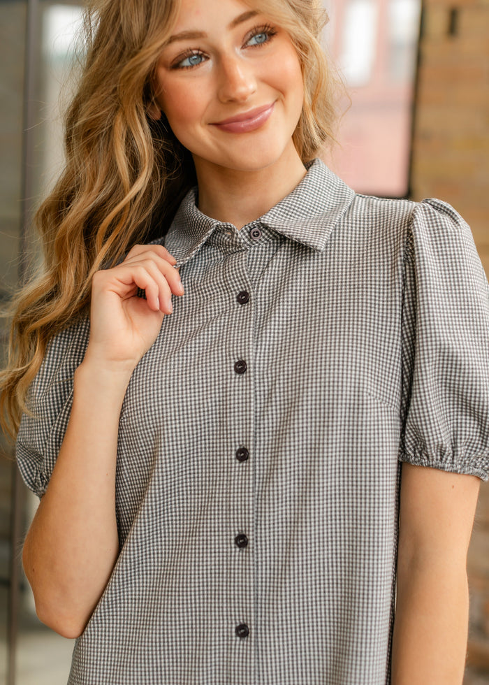 Esme Check Shirt Dress FF Dresses