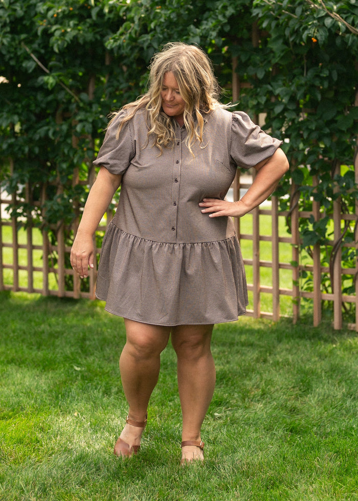 Esme Chocolate Check Dress FF Dresses
