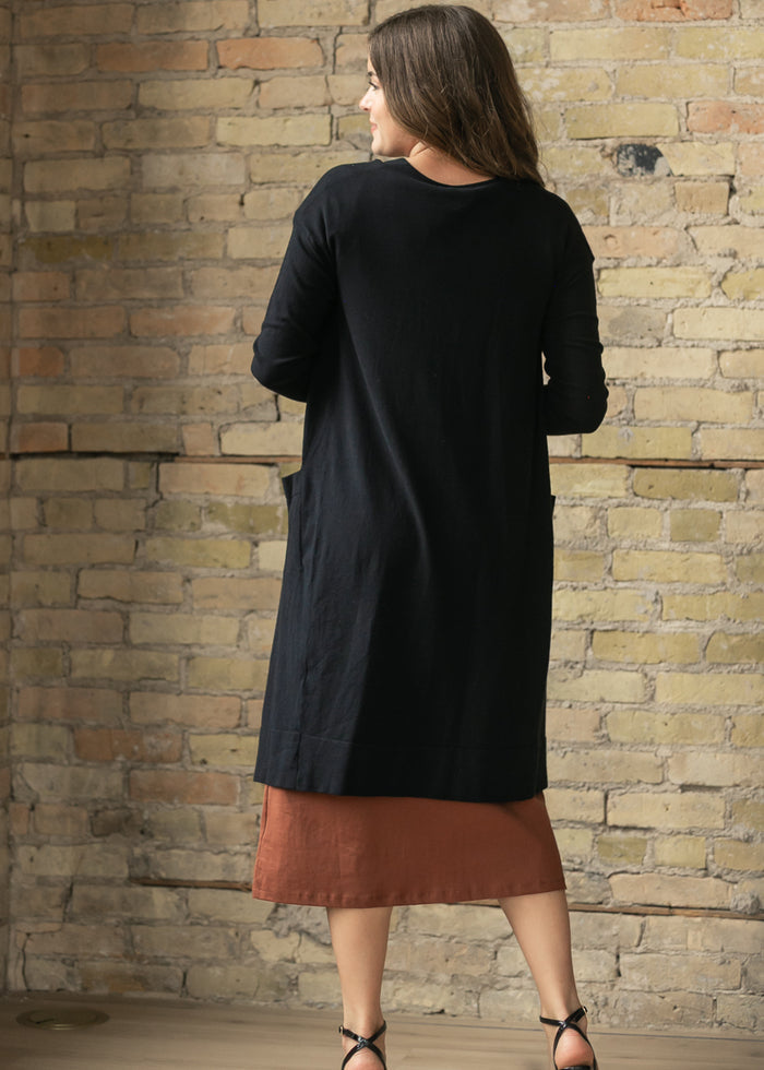 Essential Black Long + Soft Cardigan IC Tops