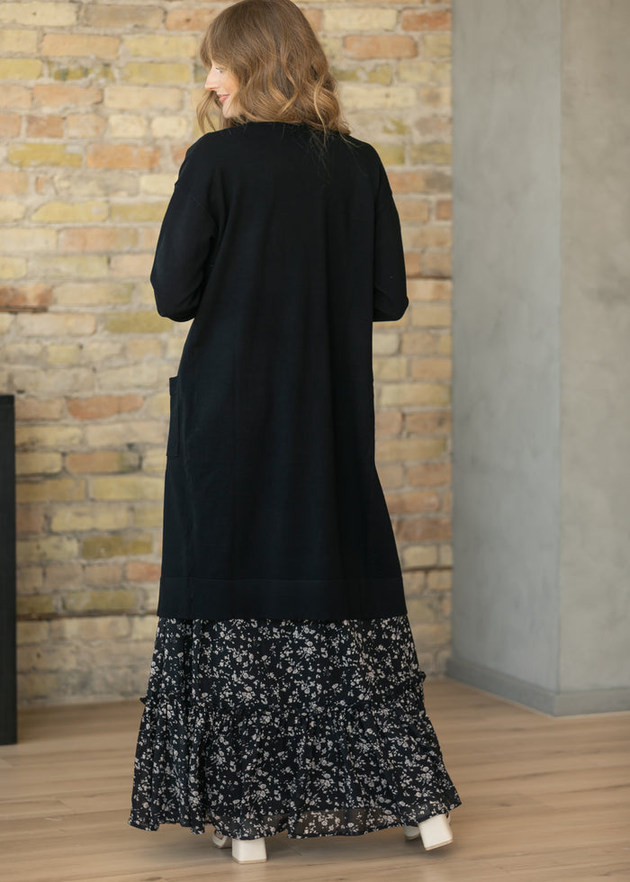 Essential Black Long + Soft Cardigan IC Tops