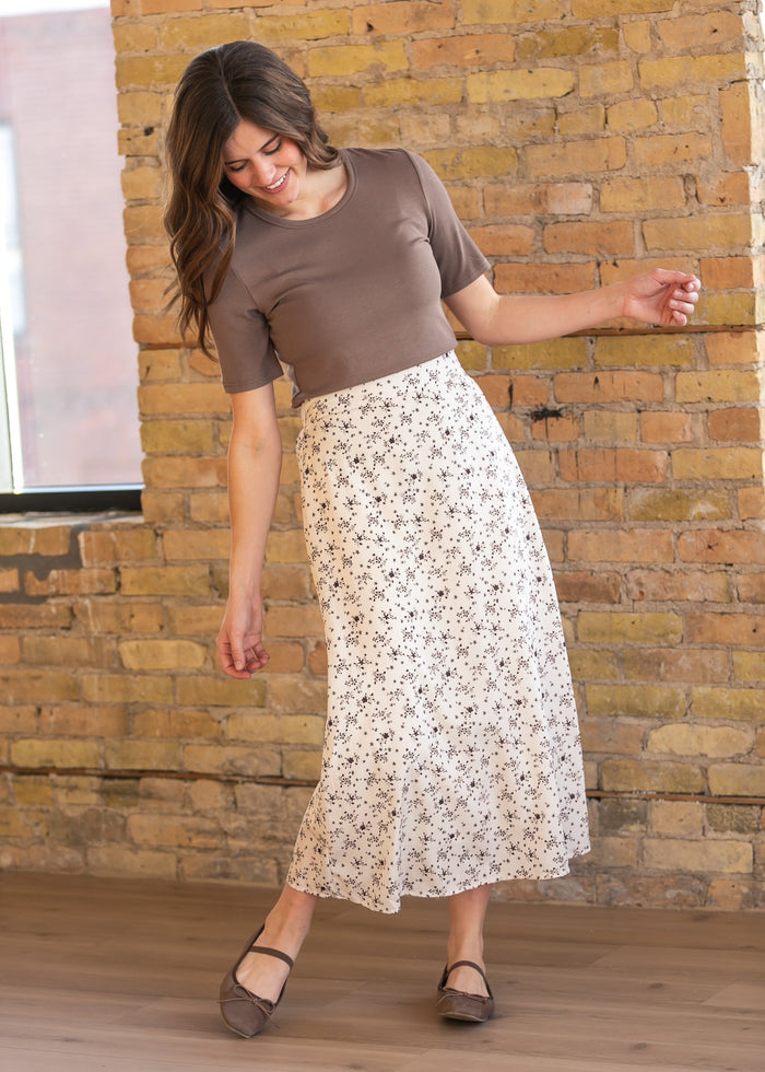 Essential Chocolate Brown Ribbed Half Sleeve Tee IC Tops