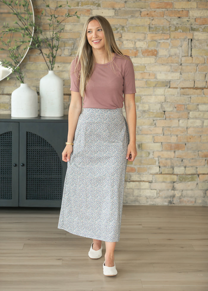Essential Mauve Ribbed Half Sleeve Tee IC Tops