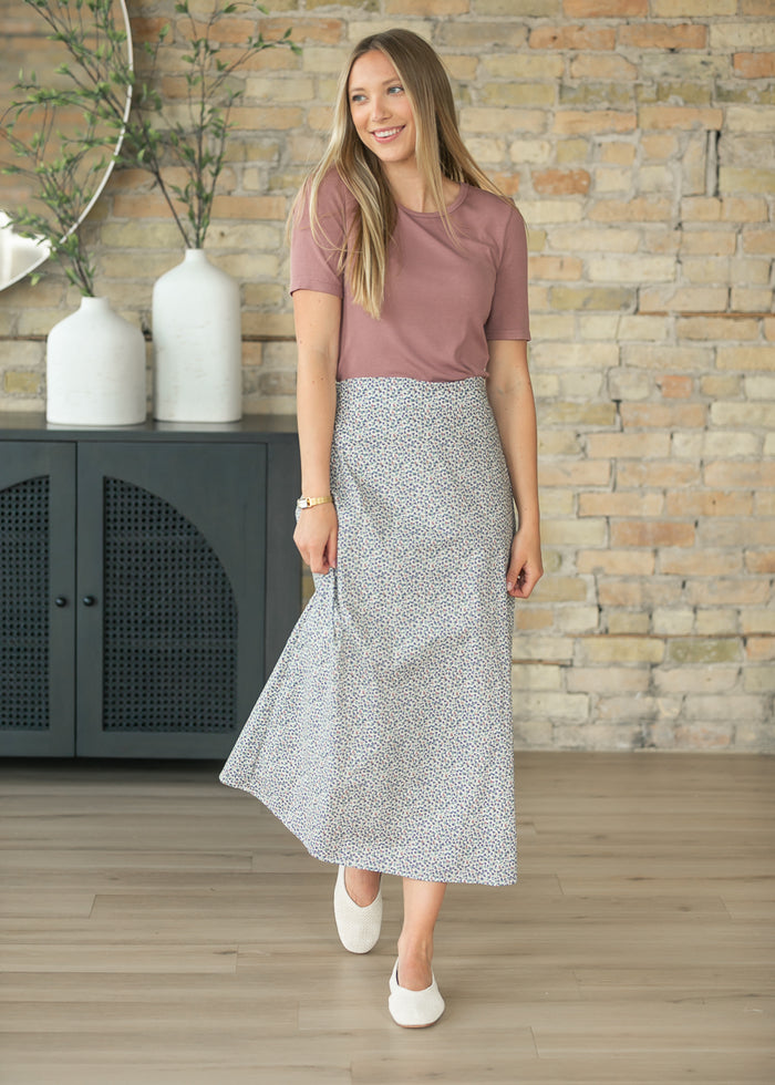 Essential Mauve Ribbed Half Sleeve Tee IC Tops