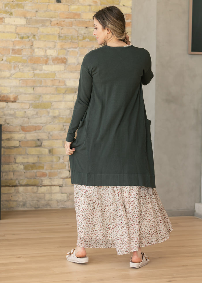 Essential Moss Green Long + Soft Cardigan IC Tops