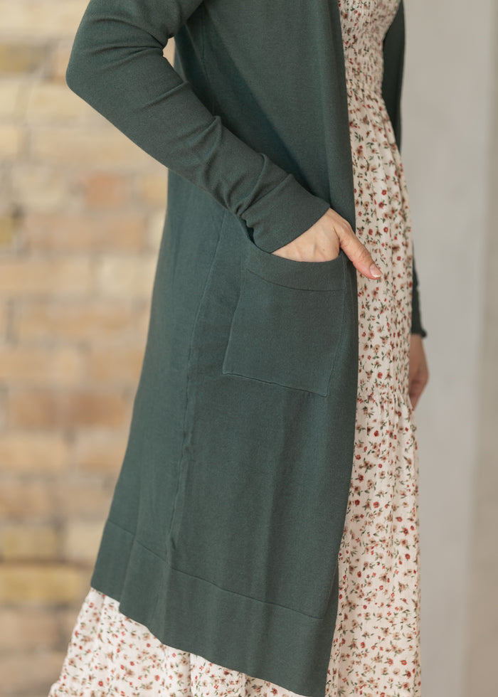 Essential Moss Green Long + Soft Cardigan IC Tops