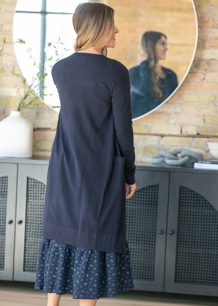 Essential Navy Long + Soft Cardigan IC Tops