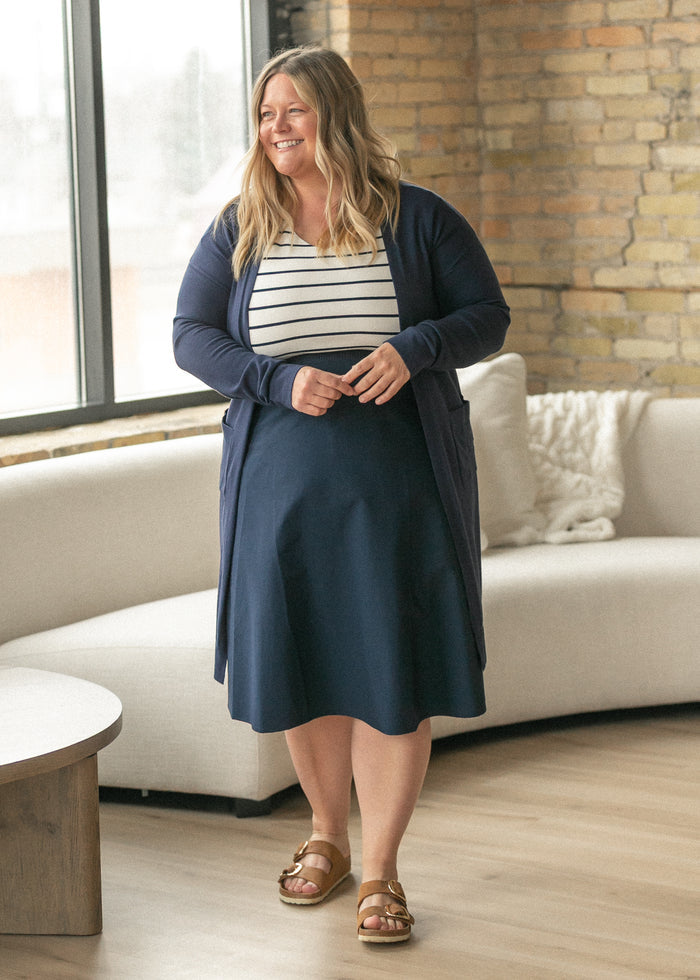 Essential Navy Long + Soft Cardigan IC Tops