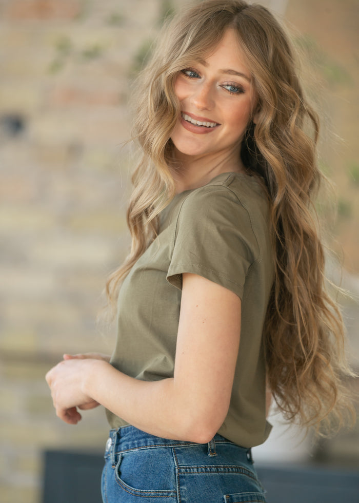 Essential Olive Crew Basic T-shirt IC Tops