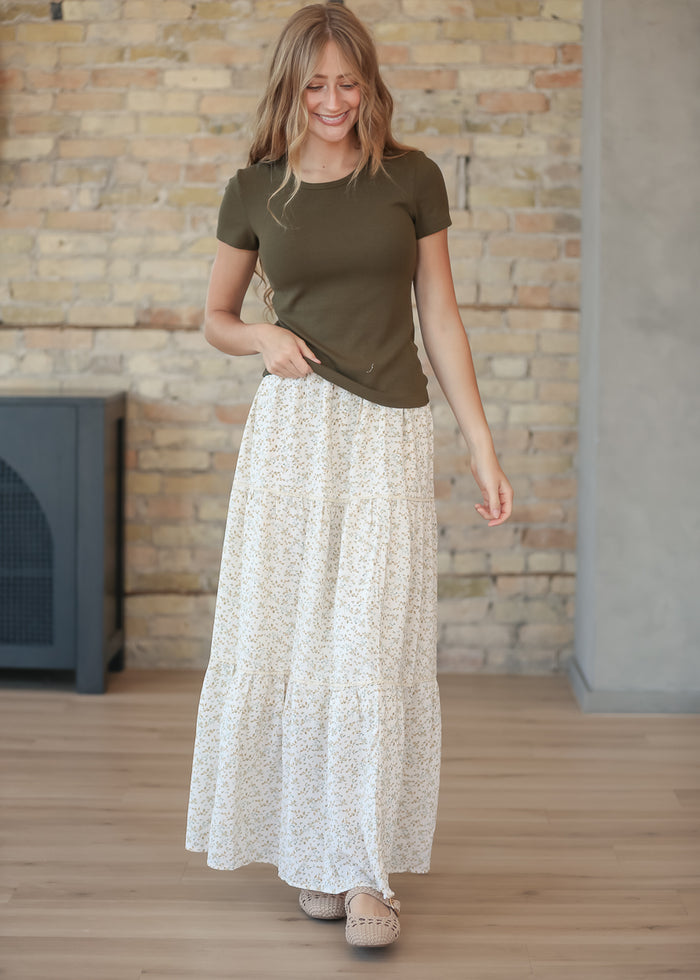Essential Olive Ribbed Short Sleeve Tee IC Tops