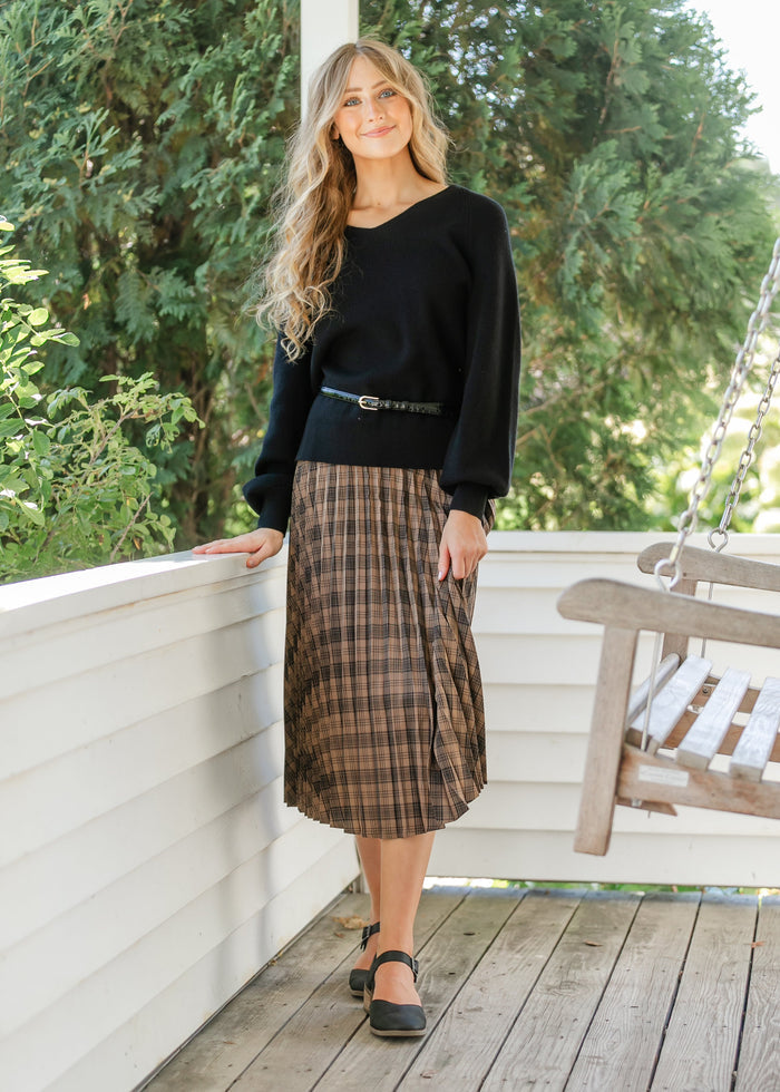 Essential V-neck Balloon Sleeve Sweater IC Tops