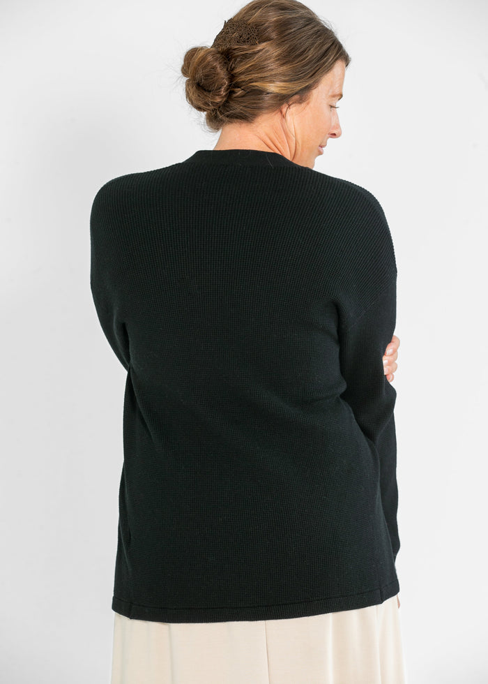 Essential Waffle Knit Cardigan FF Tops