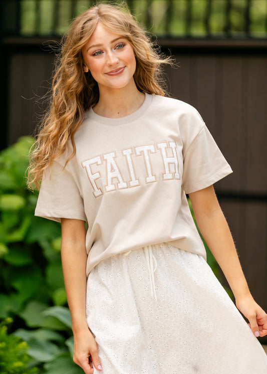 Eyelet Detail Faith Tee FF Tops